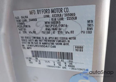 2005 Ford Escape Xlt z USA, uszkodzony, nr VIN 1FMYU93105DA11348